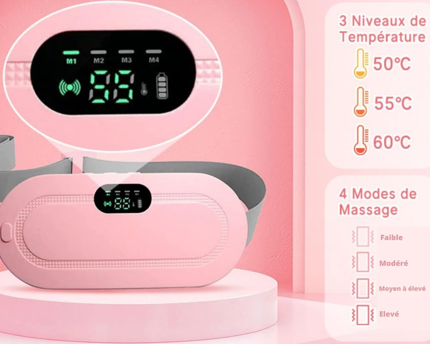 Digital Period Heating Pad & Vibrating Belt | Fast Relief for Menstrual Cramps