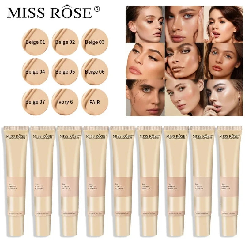 Beige 1 | Miss Rose Silk Flawless Foundation | Long-Lasting Lightweight Liquid Foundation with Natural Radiant Finish