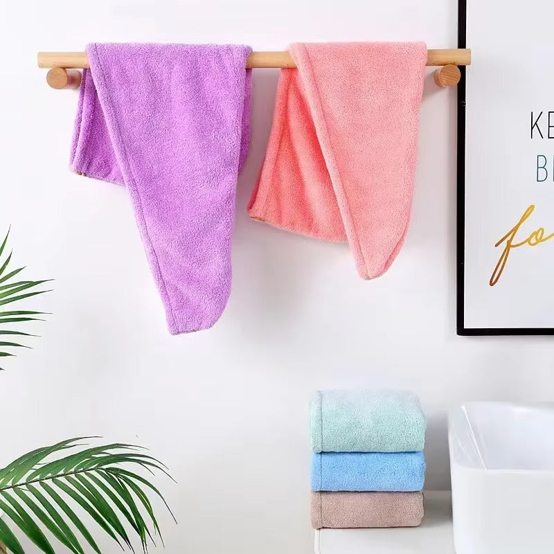 Hair Drying Towel Cap – Quick Dry, Soft & Absorbent Turban Wrap for Women | Anti-Frizz Hair Wrap Towel for Bathroom & Salon Use (Random Color)