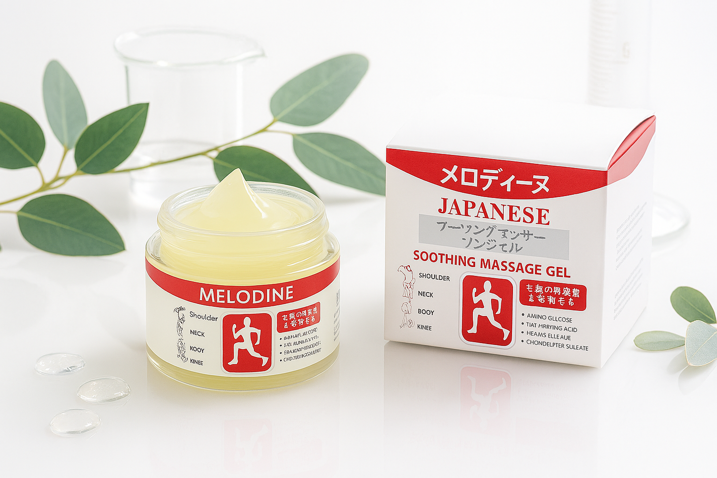 MELODINE Japanese Soothing Massage Gel – Muscle & Joint Pain Relief Cream for Shoulder, Neck, Back & Knee – Fast-Absorbing Herbal Formula