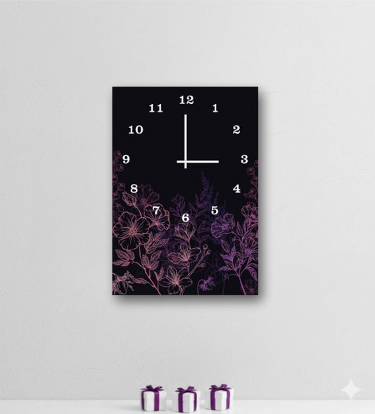 Elegant Floral Digital Printed Wooden Wall Clock – 12x16 Inches Decorative Hanging Clock (Battery Not Included)