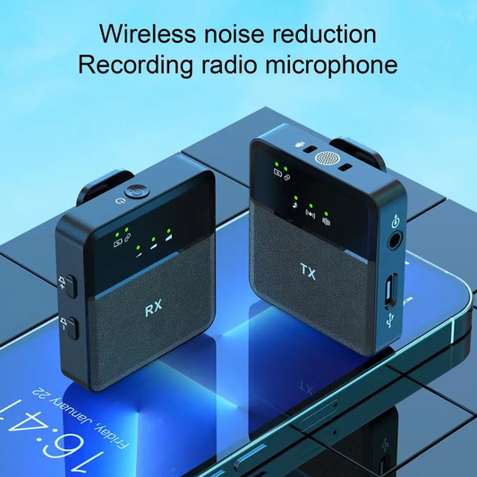 SX9 Wireless Microphone For Android, PC, Laptop, Tablet & Camera | 360° Noise Reduction HD Dual Mic | Long Battery Life Vlog & Live Recording Mic