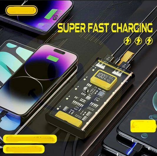 Transparent Power Bank With LED Light | Fast Charging Portable Power Bank With Dual USB Output And Smart Display (10000mah)