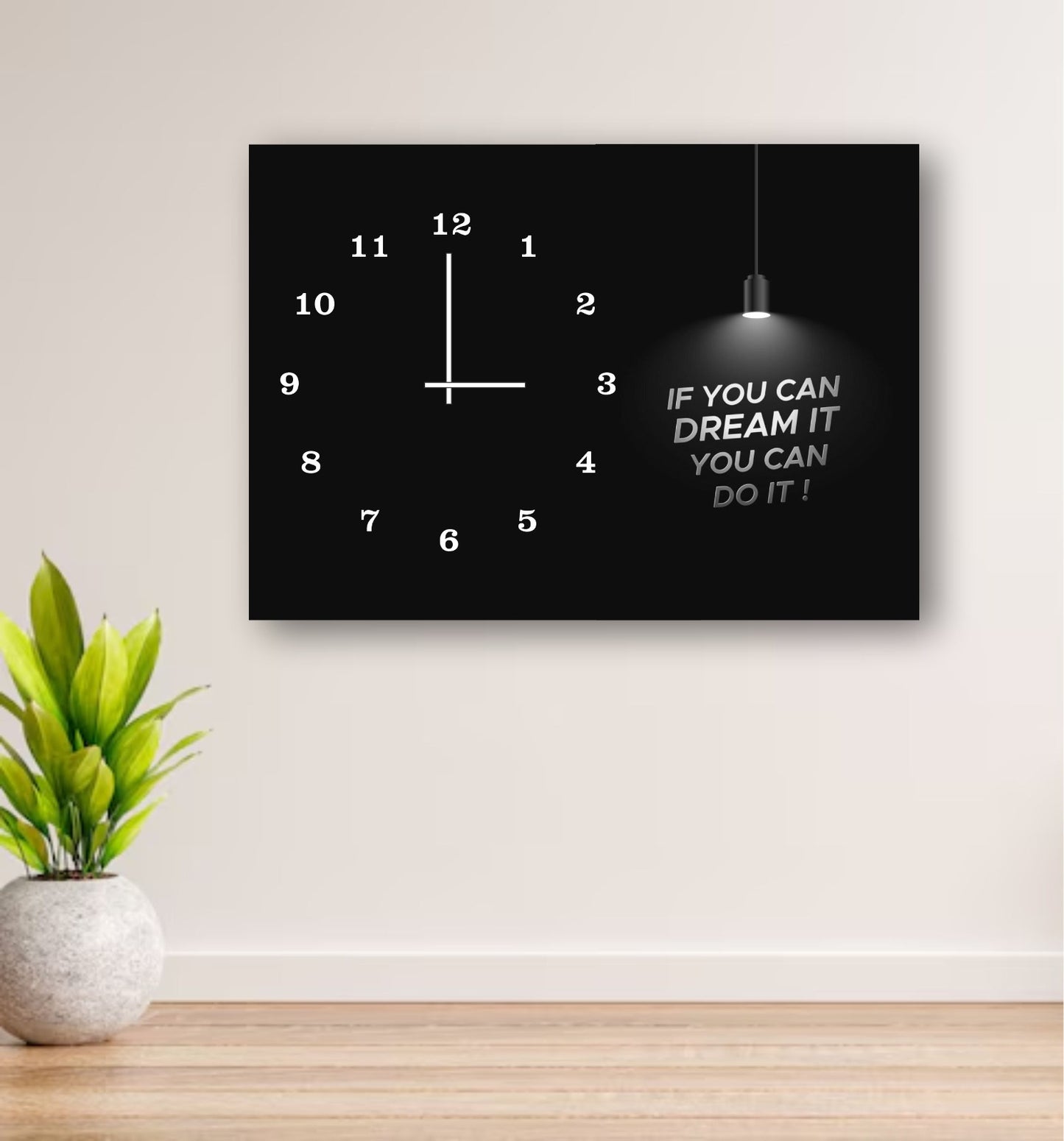 Inspirational Wooden Wall Clock – 12x16” Digital Print, Battery-Free, Hook Hanging Decor