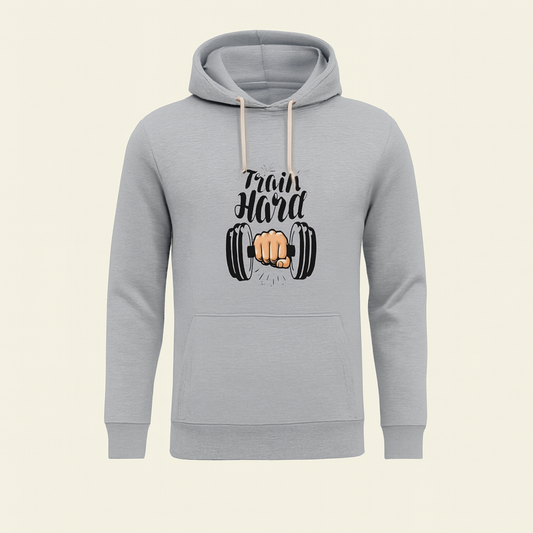 Train Hard Grey Hoodie for Men & Boys – Premium Summer Collection